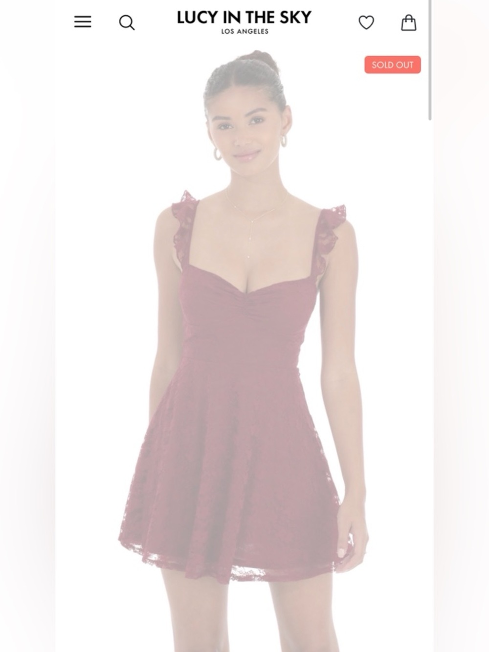 Burgundy lace mini dress- size small